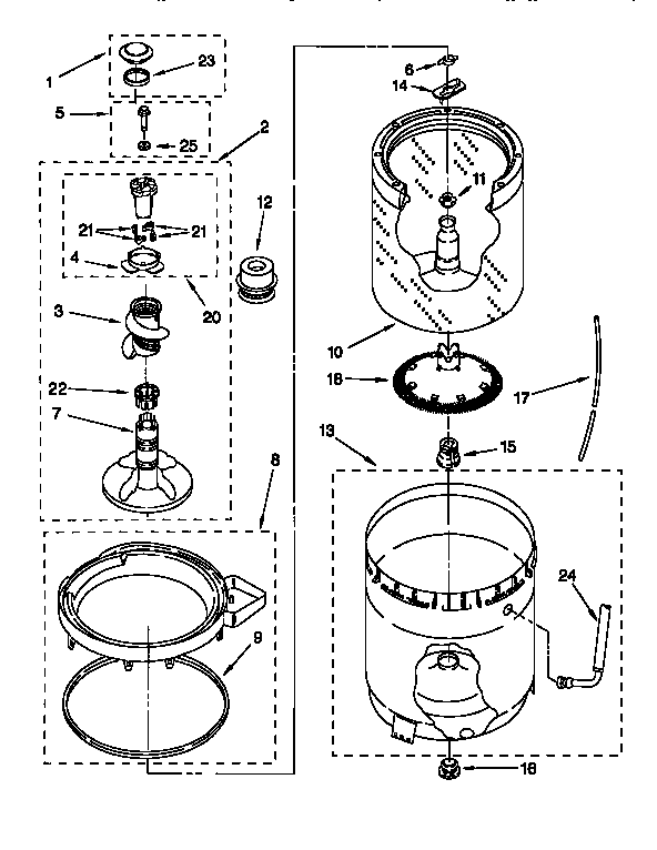 Kenmore 11028803890 agitator,basket and tub diagram