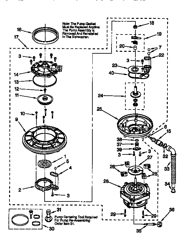 Kenmore 66516795791 pump and motor diagram