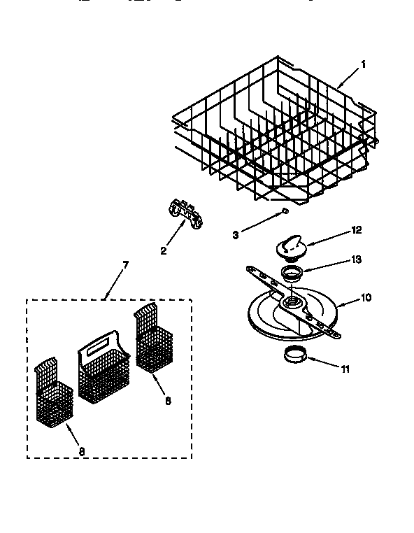 Kenmore 66516795791 lower dishrack diagram