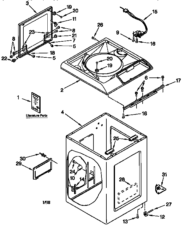 Kenmore 11048724790 top and cabinet diagram