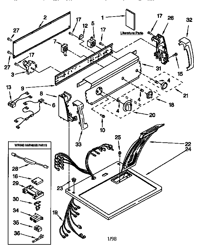 Kenmore 11067732794 top and console diagram