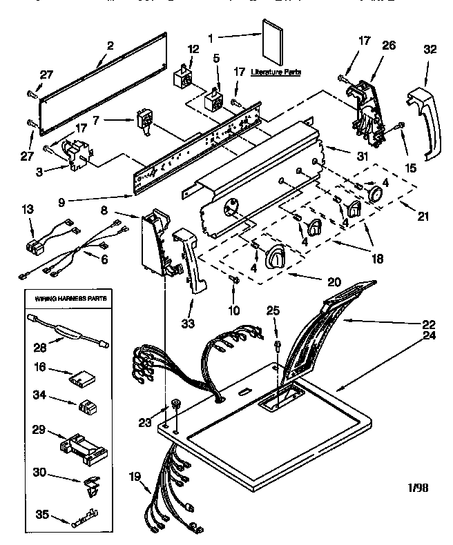 Kenmore 11066801694 top and console diagram