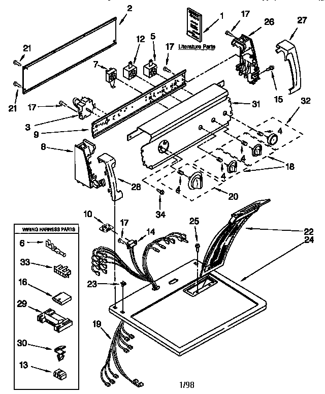 Kenmore 11066822694 top and console diagram