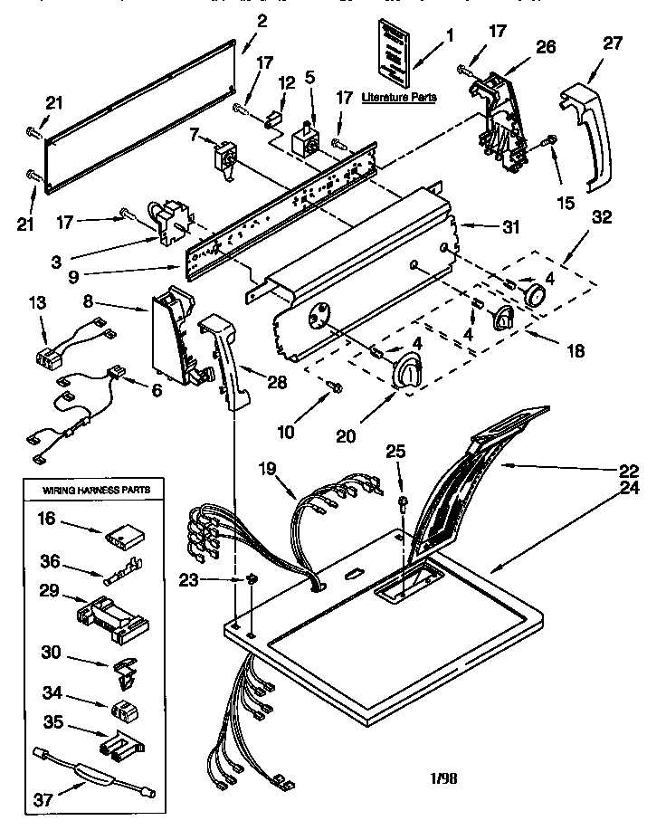 Kenmore 11066712694 top and console diagram