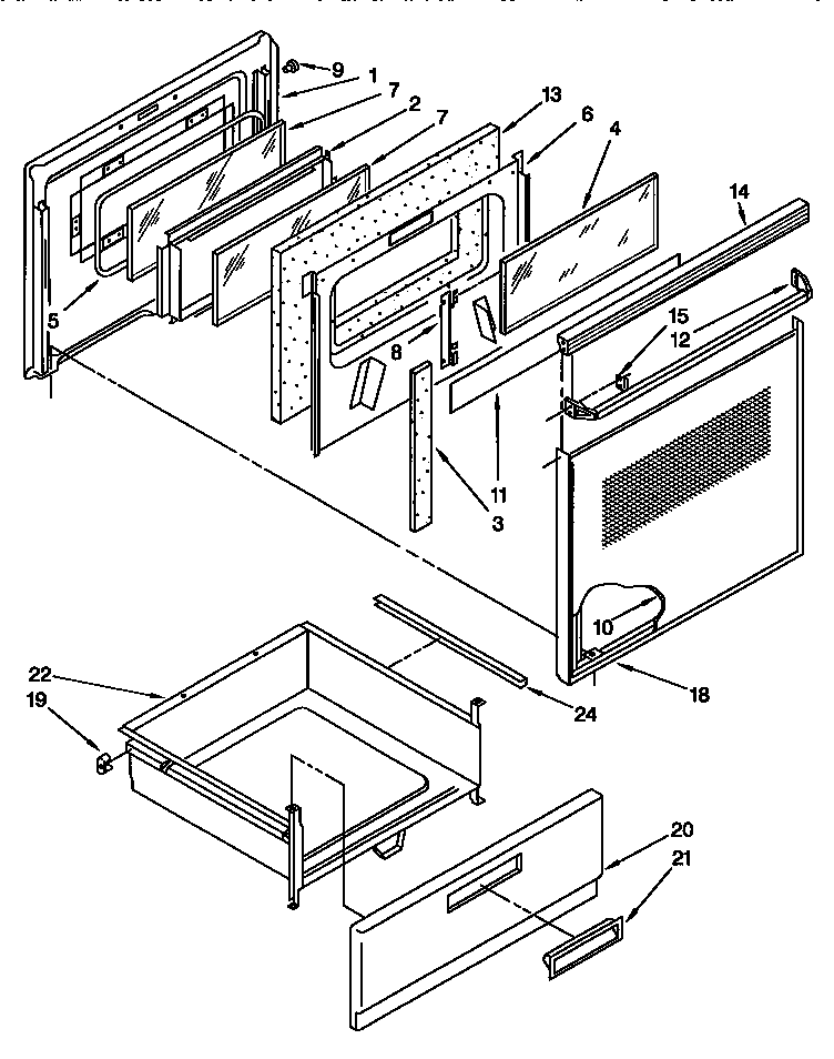 Whirlpool RF367PXDN0 door and drawer diagram
