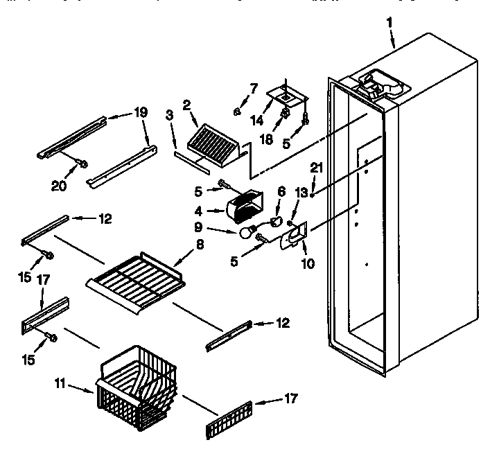 Whirlpool ED20DFXEB01 freezer liner diagram