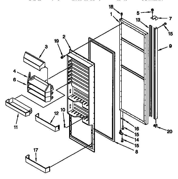 Whirlpool ED20DFXEB01 refrigerator door diagram