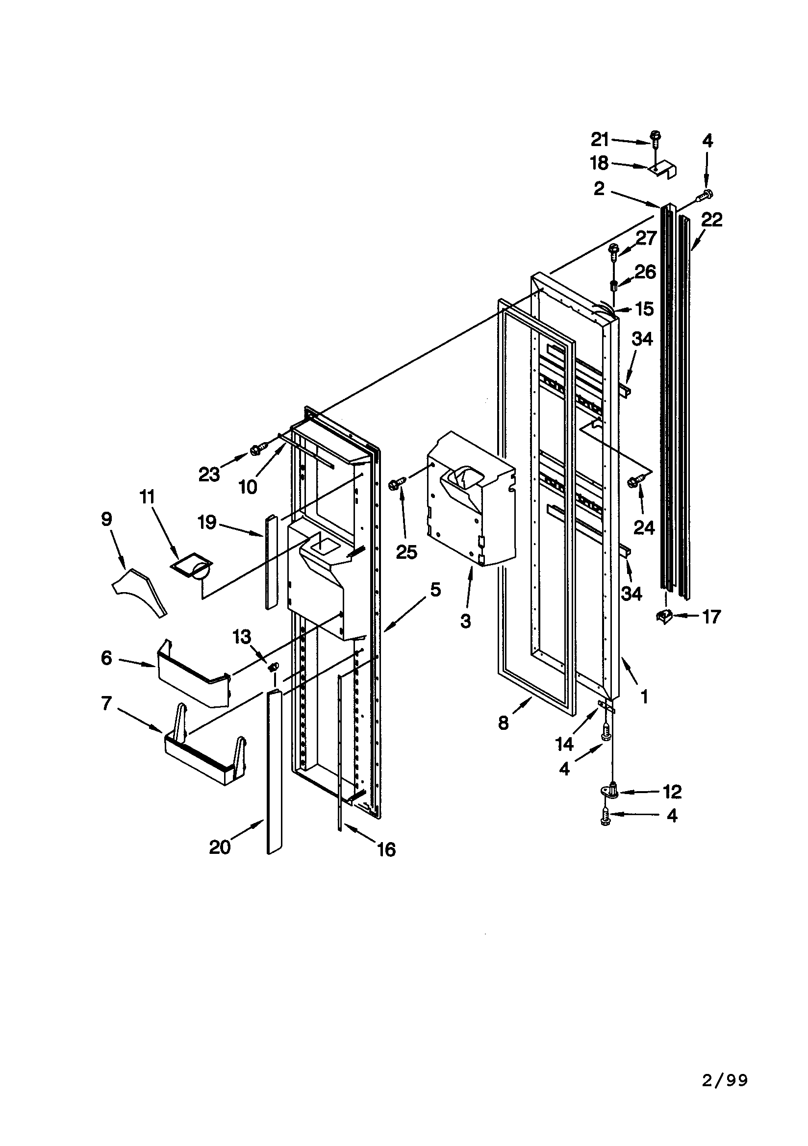 Whirlpool ED20DFXEB01 freezer door diagram