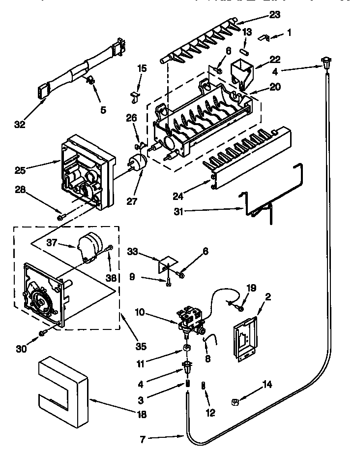 Whirlpool ED20DFXEB01 icemaker diagram