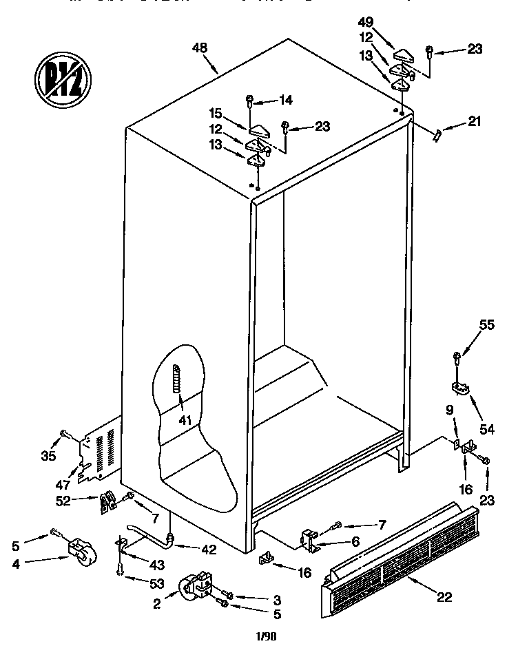 Whirlpool GD25DQXFN00 cabinet diagram
