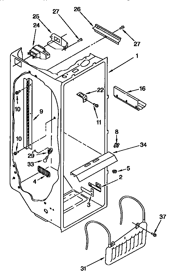 Whirlpool GD25DQXFN00 refrigerator liner diagram