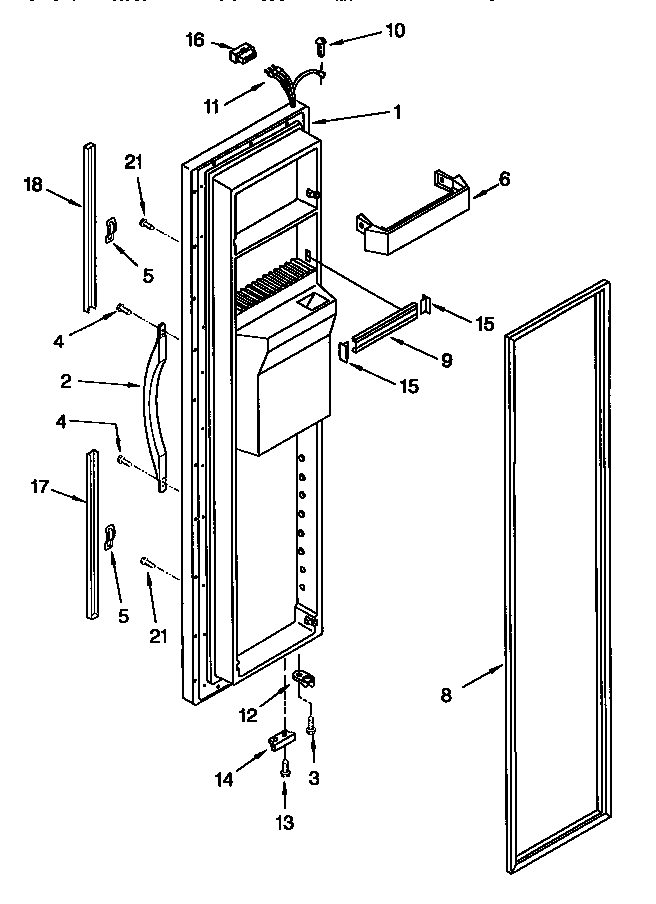 Whirlpool GD25DQXFN00 freezer door diagram