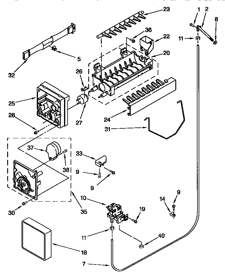 Whirlpool GD25DQXFN00 icemaker diagram