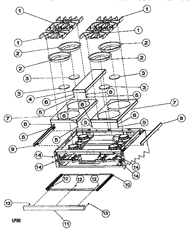 Viking Range VGSC30 burner box exterior assembly diagram