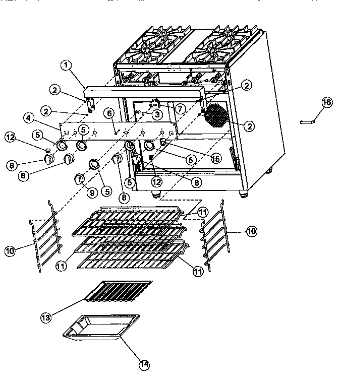 Viking Range VGSC30 control/rack assembly diagram