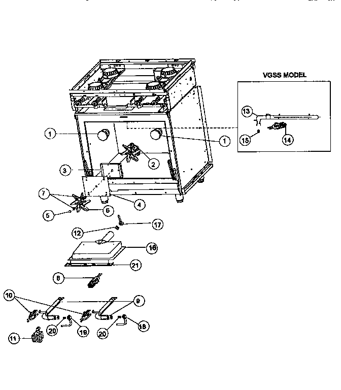 Viking Range VGSC30 gas/electrical components diagram