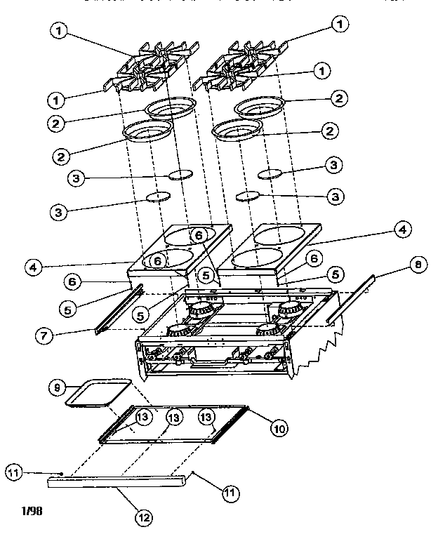 Viking Range VGSS36 burner box exterior assembly diagram