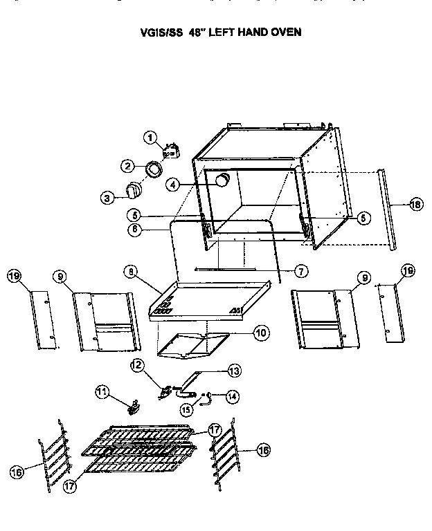 Viking Range VGSS36 control/rack assembly diagram