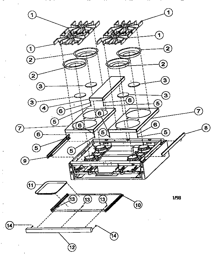 Viking Range VGRT60 burner box exterior assembly diagram