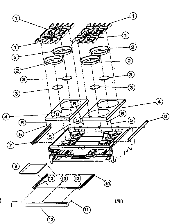 Viking Range VGRC48 burner box exterior assembly diagram