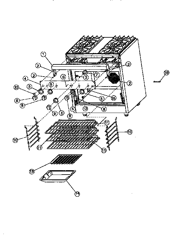Viking Range VGRC48 control/rack assembly diagram