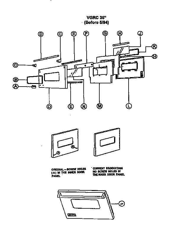 Viking Range VGRC48 36"- oven door before 5/1994 diagram