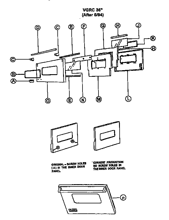 Viking Range VGRC48 36" oven door after 5/1994 diagram