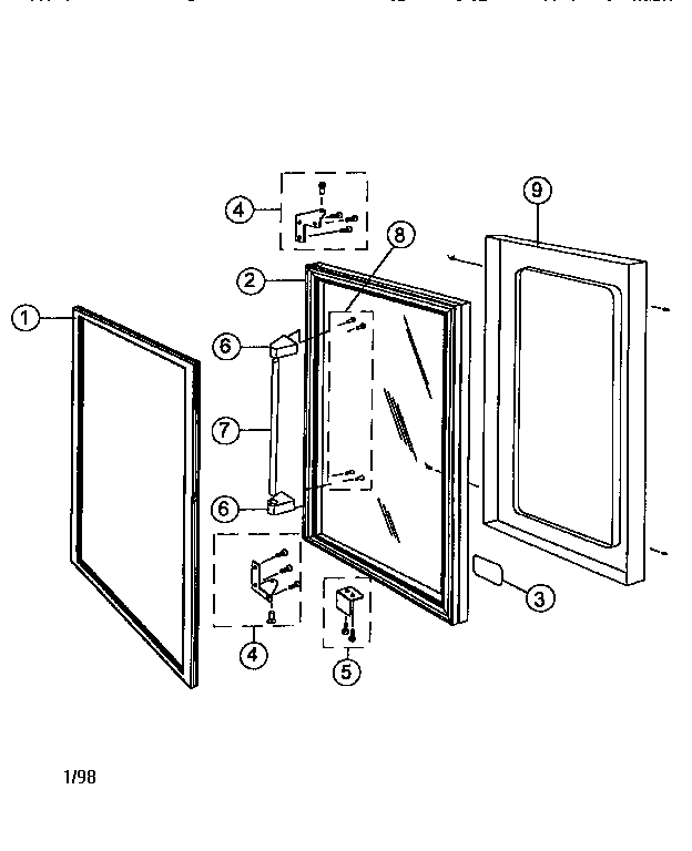 Viking Range VUWC140 wine cooler door assembly diagram