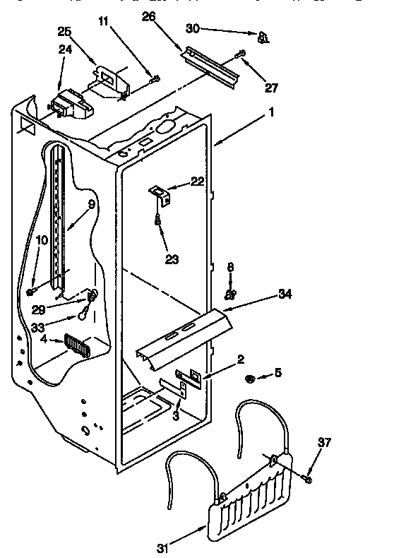 Whirlpool ED22TQXFN00 refrigerator liner diagram