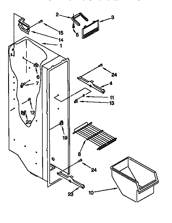 Whirlpool ED22TQXFN00 freezer liner diagram