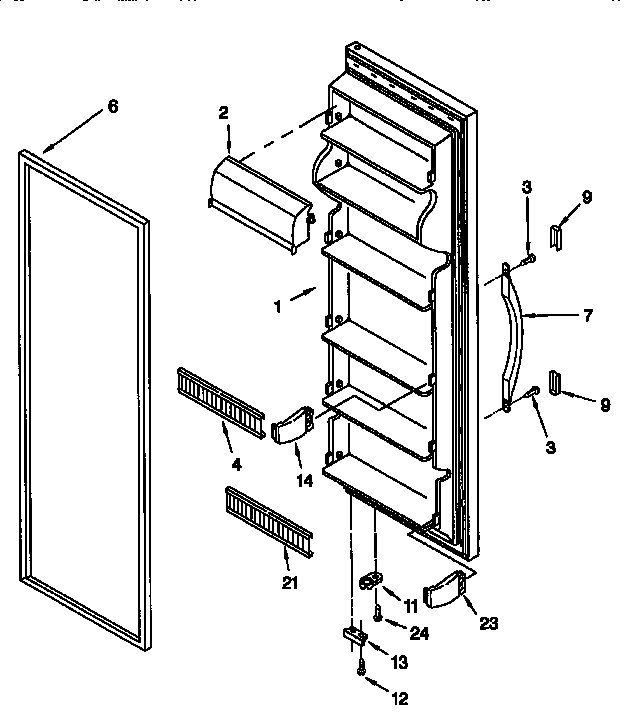 Whirlpool ED22TQXFN00 refrigerator door diagram