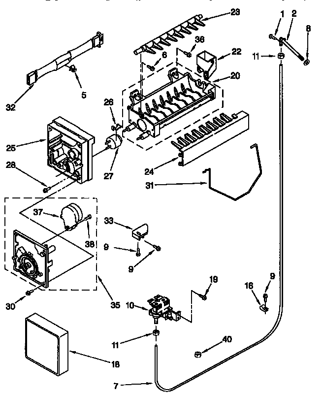 Whirlpool ED22TQXFN00 icemaker diagram