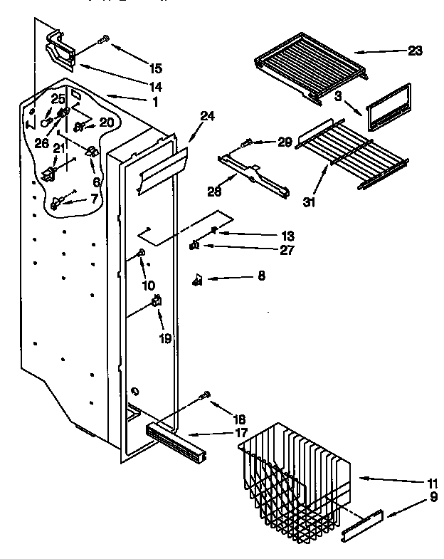Whirlpool ED25PQXFW00 freezer liner diagram