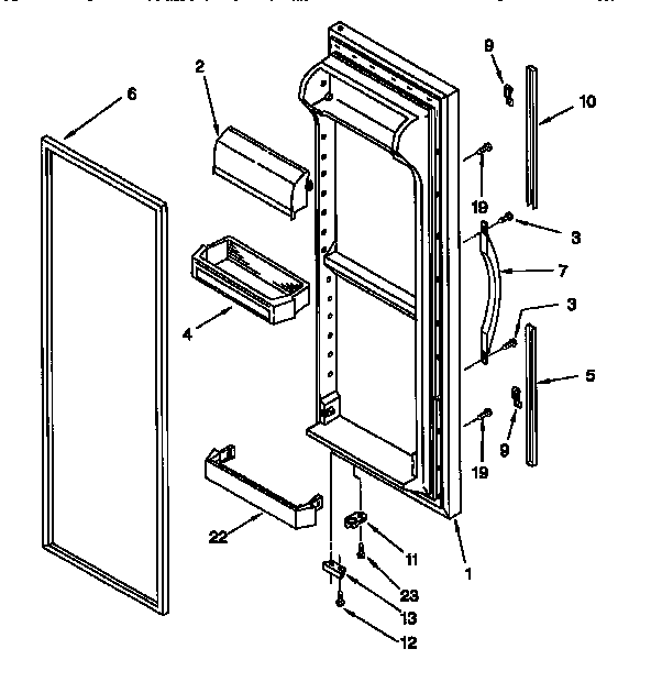 Whirlpool ED25PQXFW00 refrigerator door diagram