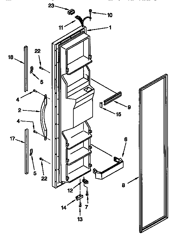 Whirlpool ED25PQXFW00 freezer door diagram