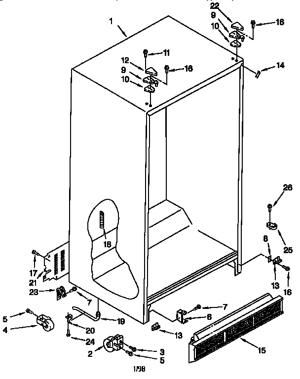 Whirlpool ED25TQXFN00 cabinet diagram