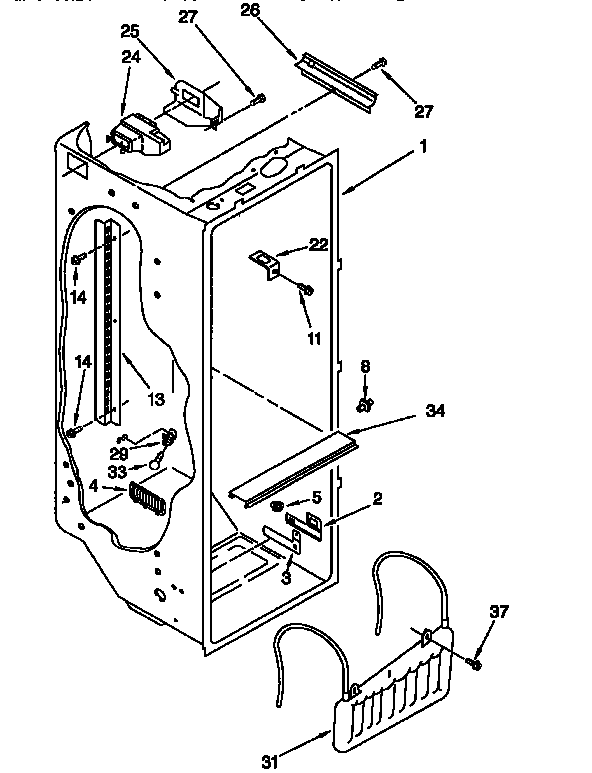 Whirlpool ED25TQXFN00 refrigerator liner diagram