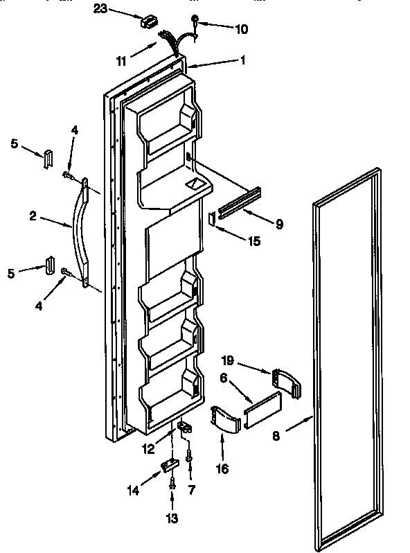 Whirlpool ED25TQXFN00 freezer door diagram