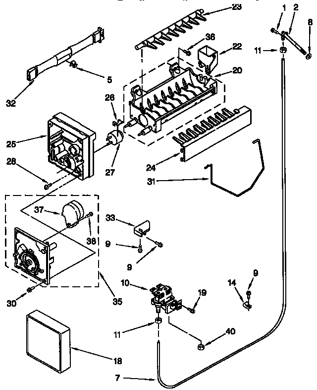 Whirlpool ED25TQXFN00 icemaker diagram