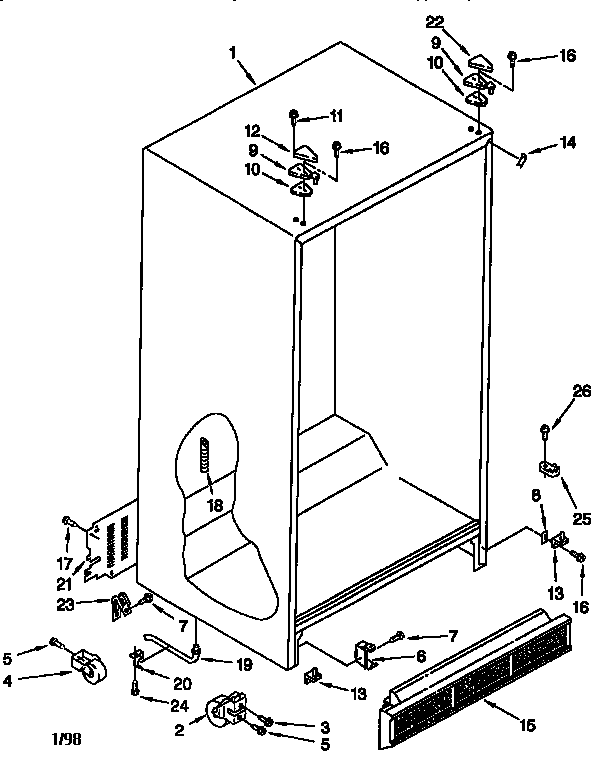 Whirlpool ED27PQXFW00 cabinet diagram