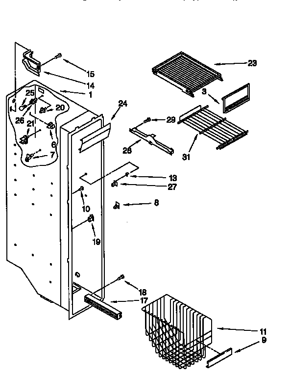 Whirlpool ED27PQXFW00 freezer liner diagram