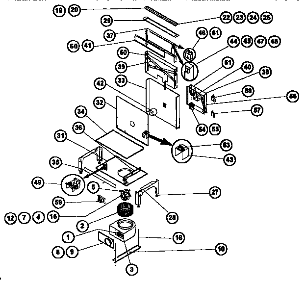 Thermador RED30VQ downdraft and vtn30rq blower diagram