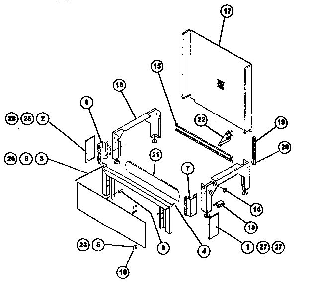 Thermador RED30VQ (drop-in) base w/toe kick panel assembly diagram