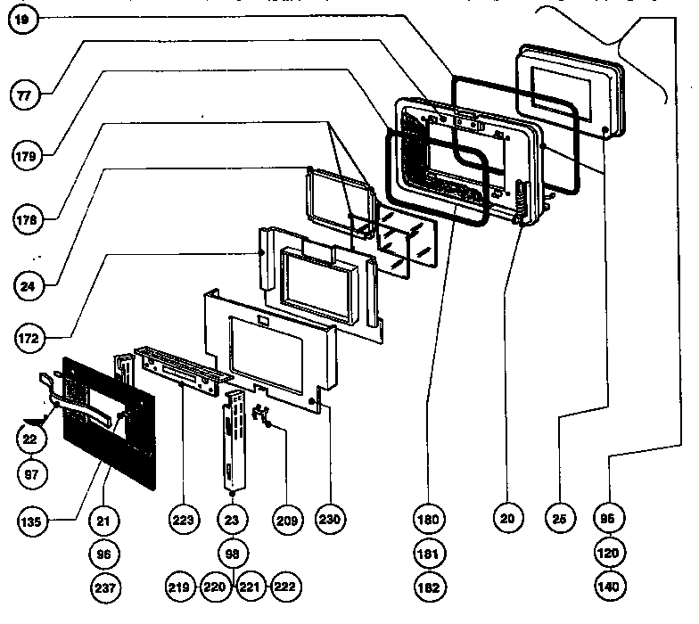 Thermador REF30Q main oven door assembly diagram