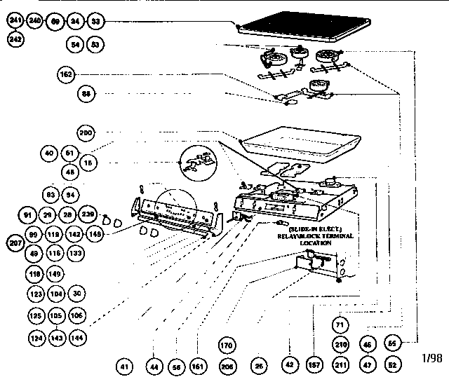 Thermador RES30Q electric burner box assembly diagram