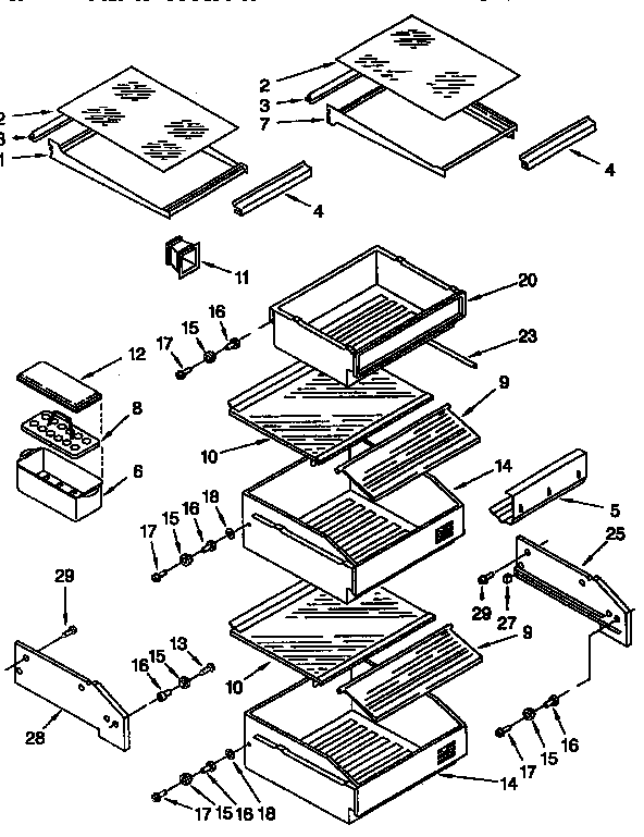 Thermador TSS36QBB00 refrigerator shelf diagram