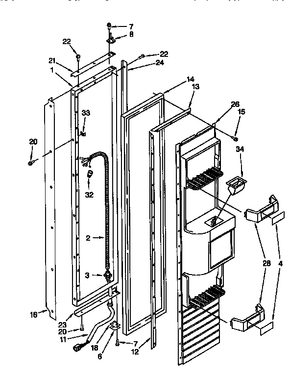 Thermador TSS36QBB00 freezer door diagram