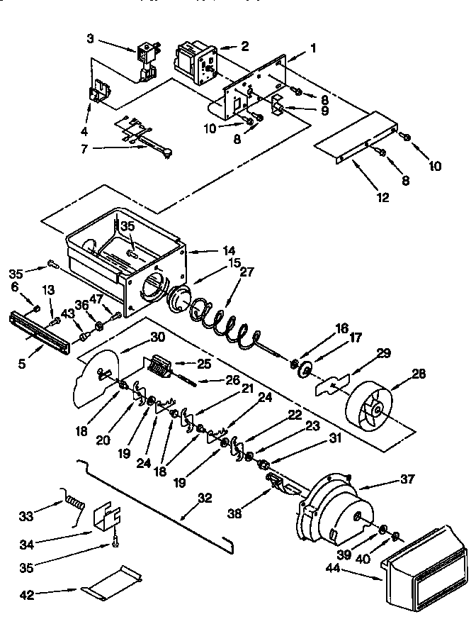 Thermador TSS36QBB00 motor and ice container diagram