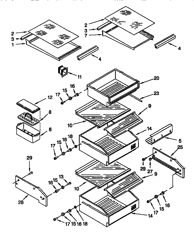 Thermador TSS42QBB00 refrigerator shelf diagram