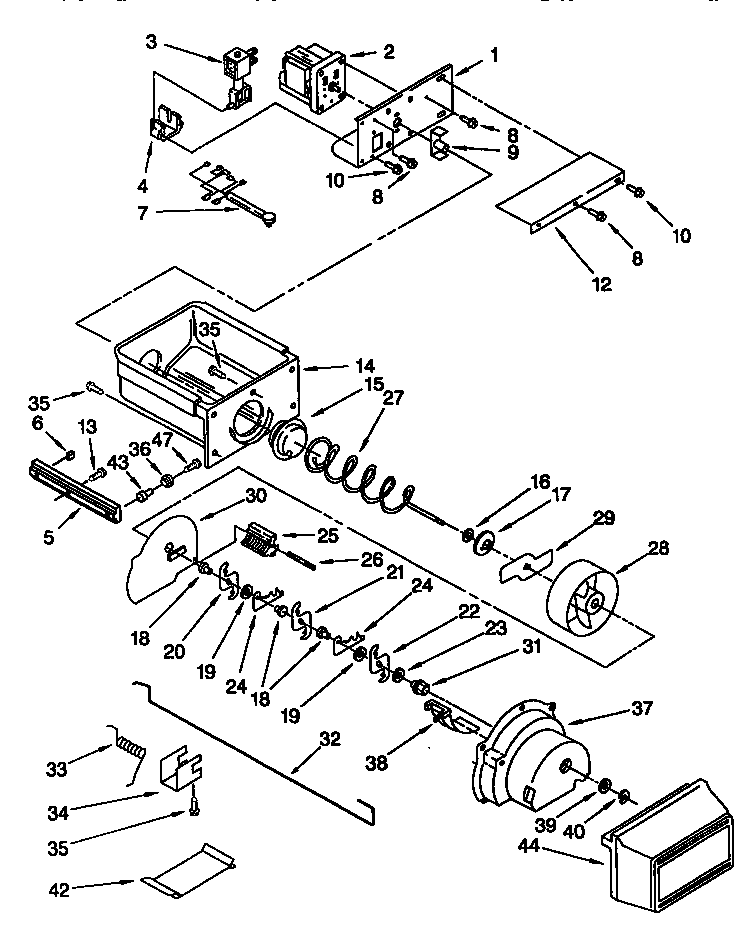 Thermador TSS42QBB00 motor and ice container diagram